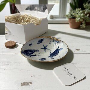 Ten Twenty Six Design Decorative Shell Trinket Dish With Turtle Design